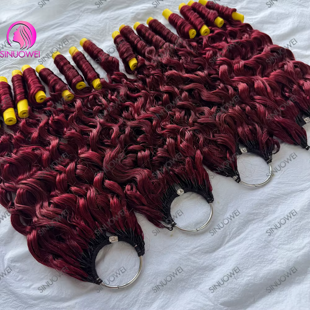 # Extensions de cheveux humains Remy bouclés à la kératine 99J Bourgogne Birmanie pour tresses au crochet sans nœuds pour femmes