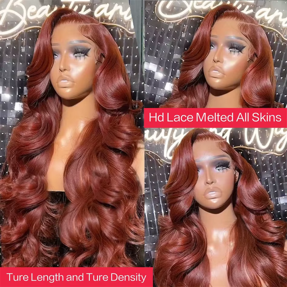 Perruque Brésilienne Naturelle Cheveux Humains Brun Rougeâtre
