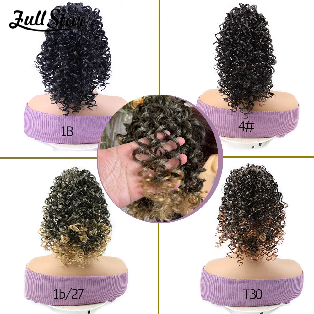Full Star 12 "synthétique crépus bouclés queue de cheval cheveux courts moelleux