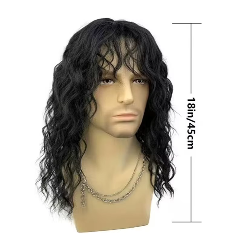 Perruque synthétique Rock de 18 pouces pour hommes/femmes