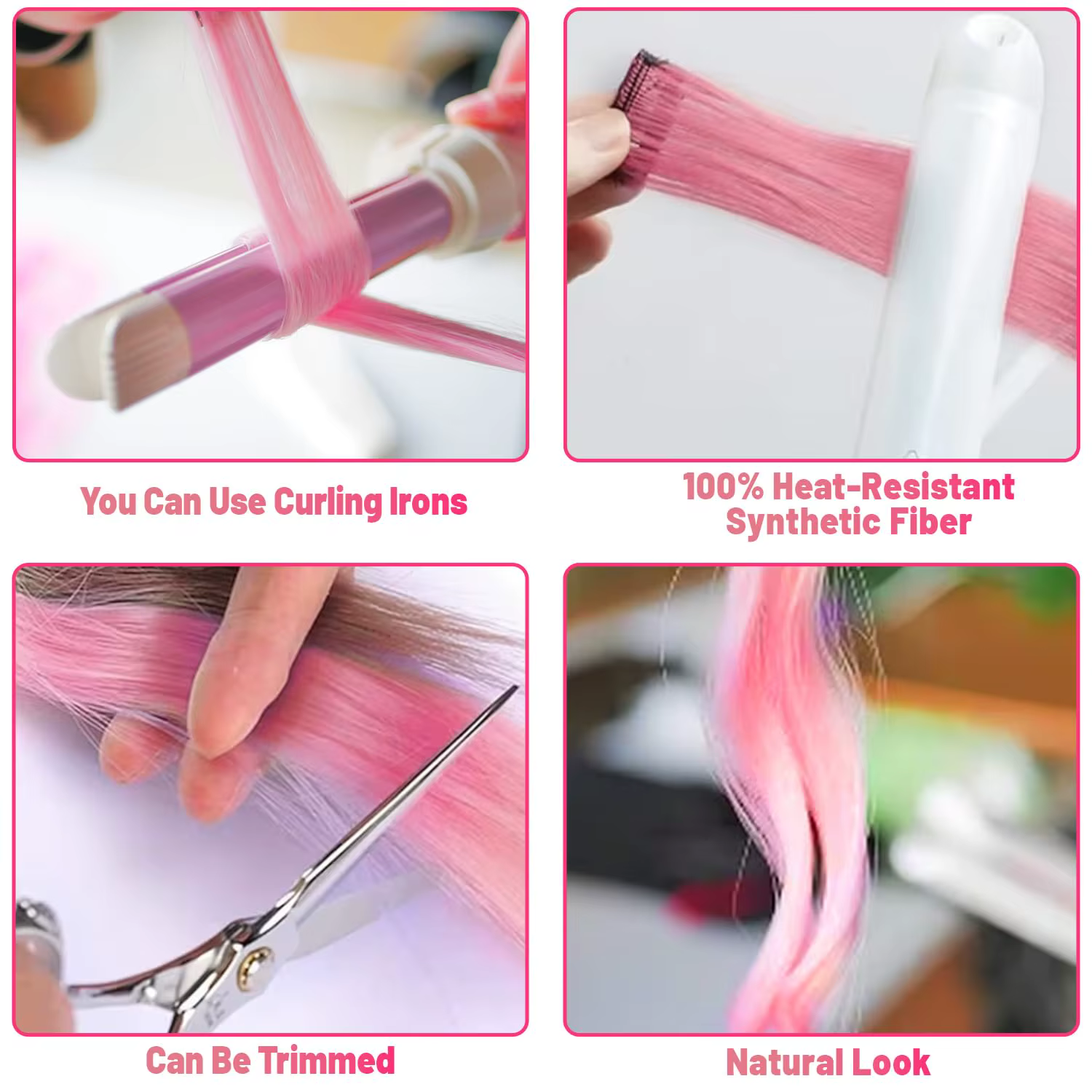 Extensions capillaires synthétiques noires longues et lisses