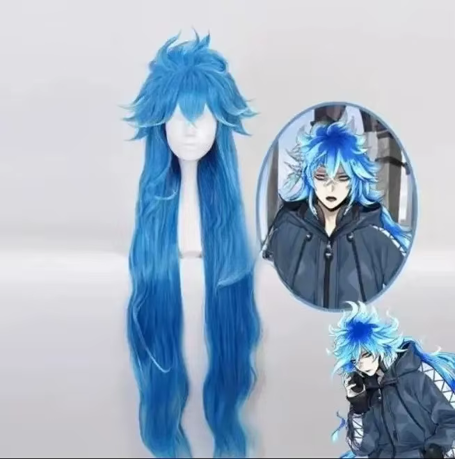 Anime ignihyde Cosplay perruque Idia cos perruques torsadées pays des merveilles hommes bleu résistant à la chaleur synthétique Costume de fête