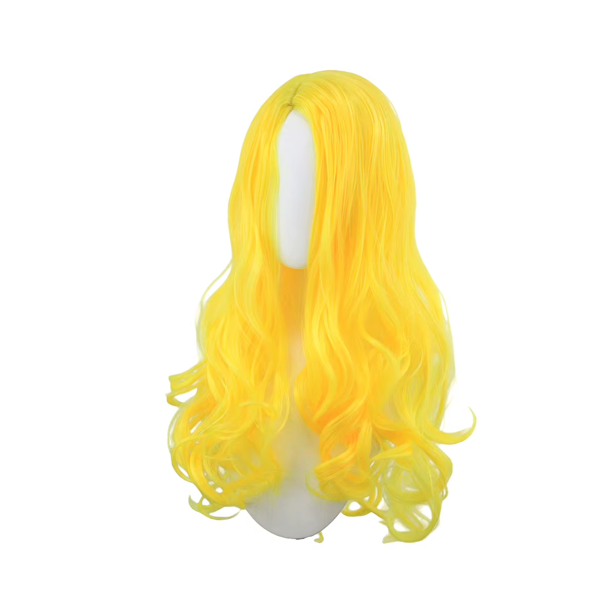 Perruque synthétique longue et bouclée jaune vif pour femme