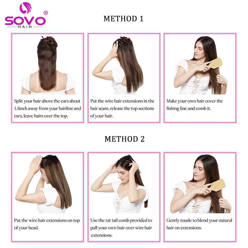 120G Halo Extensions de cheveux 100%