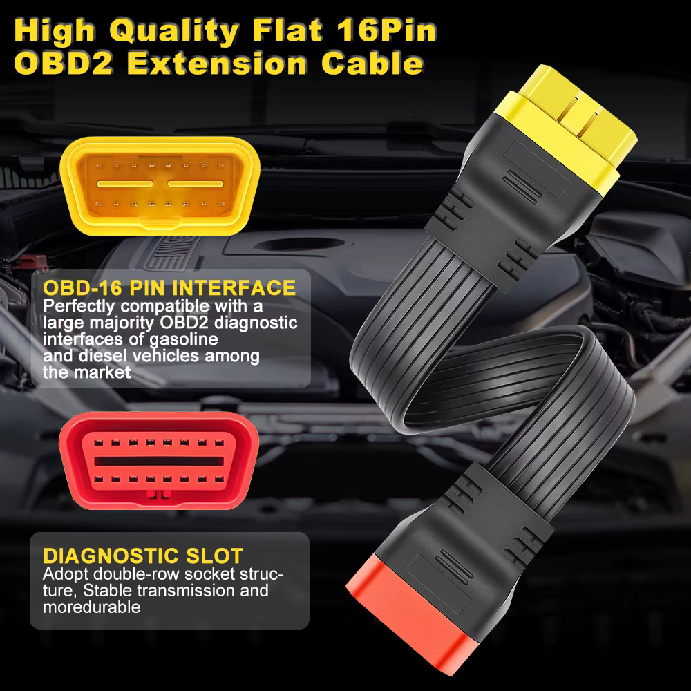 Câble d'extension OBD2 OBDII, connecteur mâle à femelle, outil de Diagnostic 16 broches pour lancement ELM327, adaptateur Thinkdiag non pliable