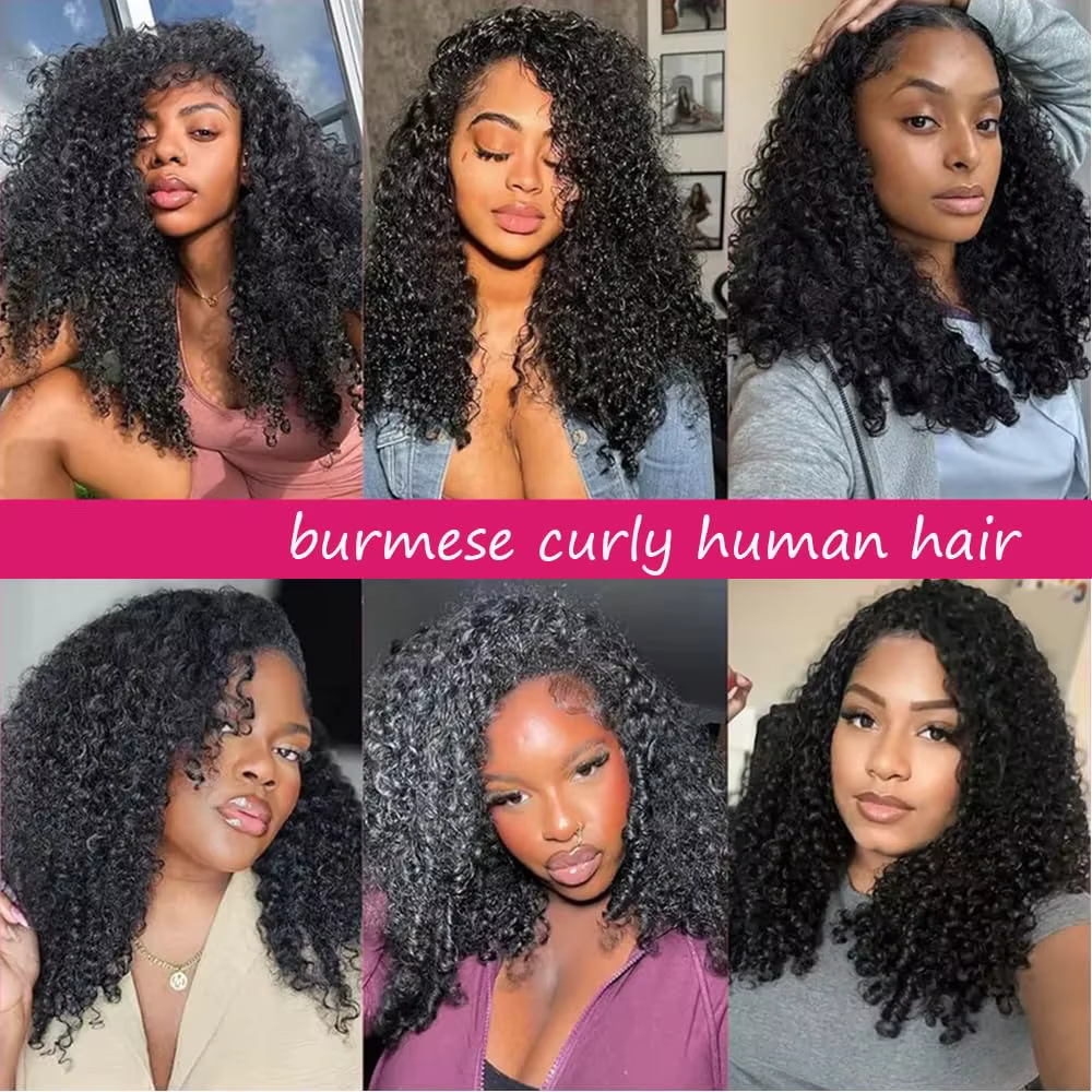 Extensions de Cheveux Bouclés Birmans Vierges Non Traités