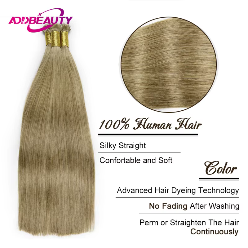 Extension de cheveux humains Nanoring droits Capsule de kératine de haute qualité Micro anneau Extensions