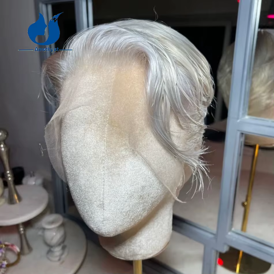 Perruque courte coupe pixie en cheveux brésiliens Remy