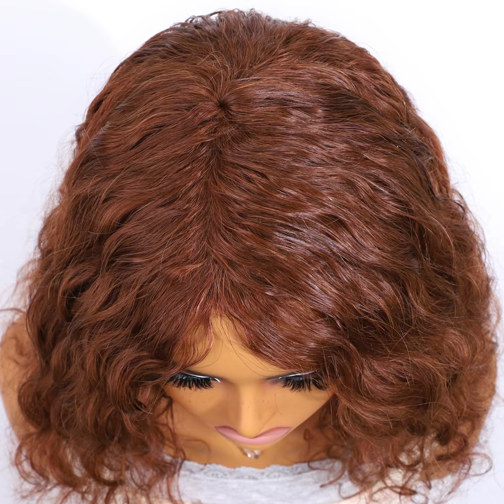 Perruques de cheveux humains de couleur Orange gingembre pour femmes 16 pouces vague de corps courte Remy