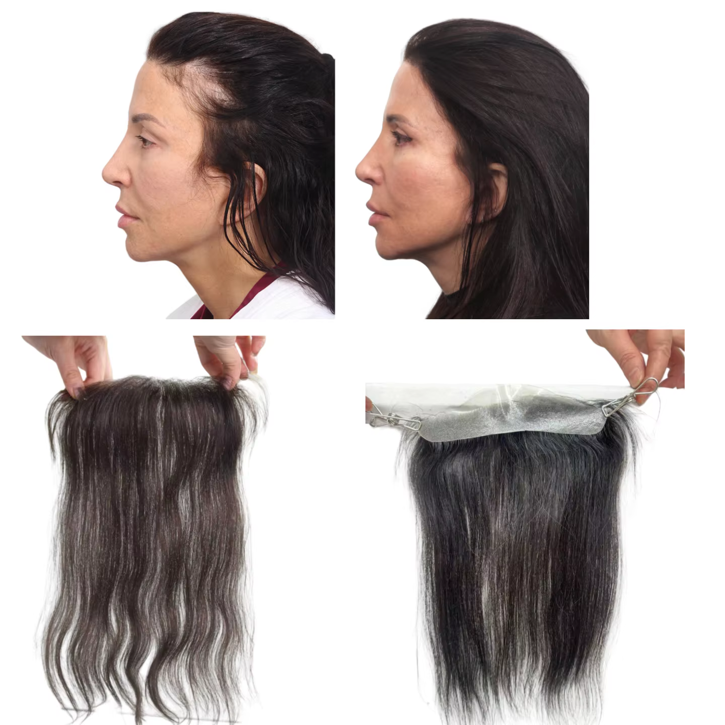 100% cheveux humains pleine Pu femmes délié perruque 13 pouces 2*16 cm noeuds blanchis aspect naturel