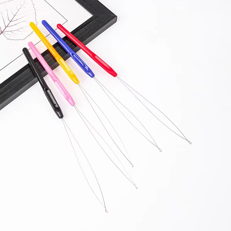 1 pièces poignée en plastique Extension de cheveux touffetage enfileur perle perruque Crochet outil fournitures aiguille perceur, fil de plomb, perruque Crochet