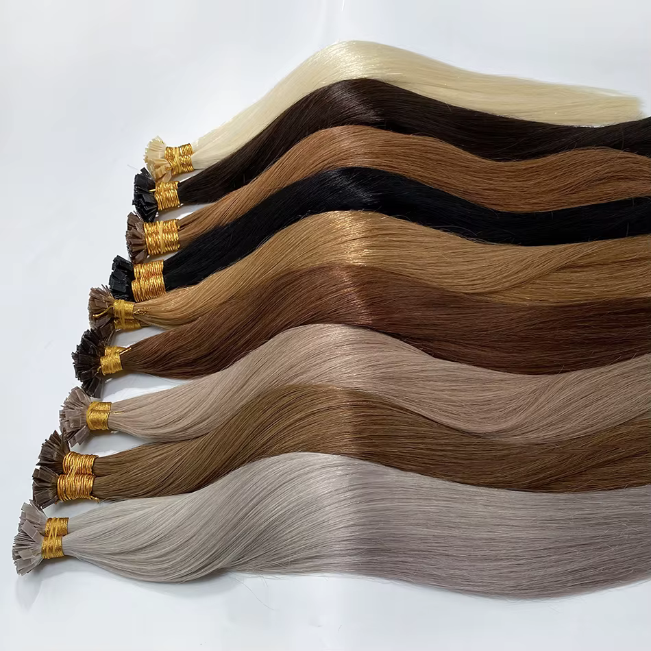 KerBrian-Extensions de cheveux à pointe plate pré-collées