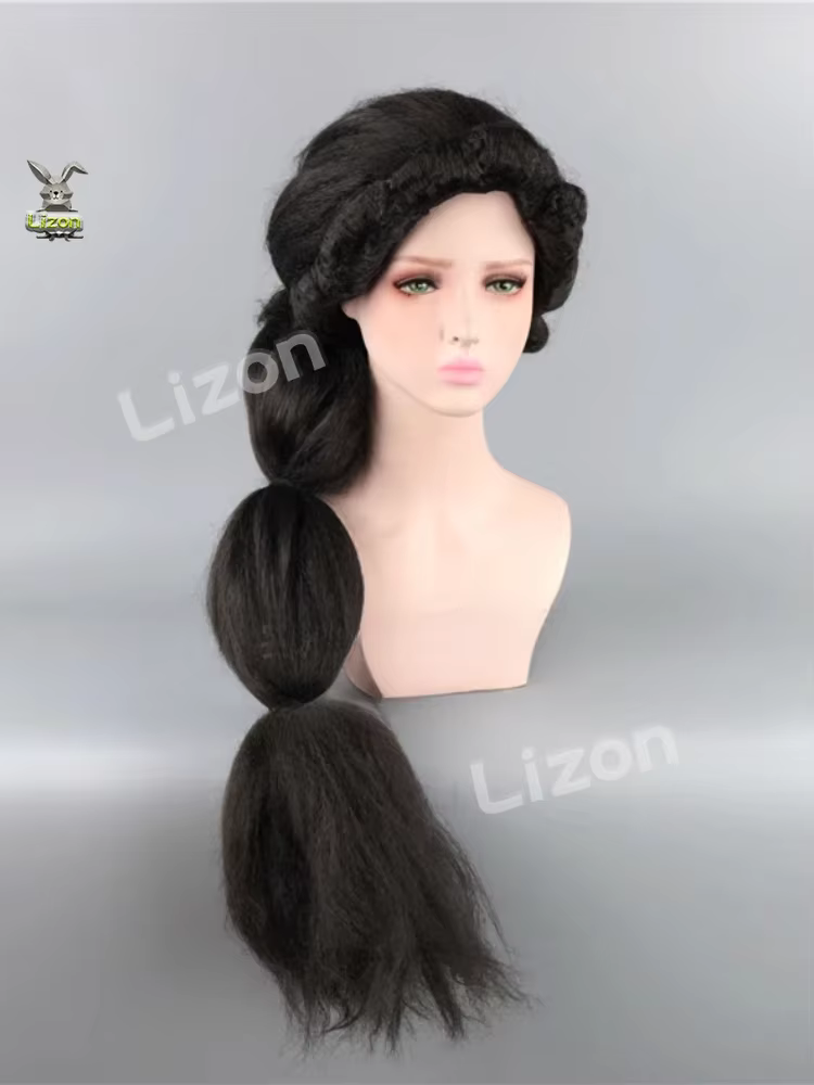 Perruque de cheveux longs noirs Jasmine Cosplay