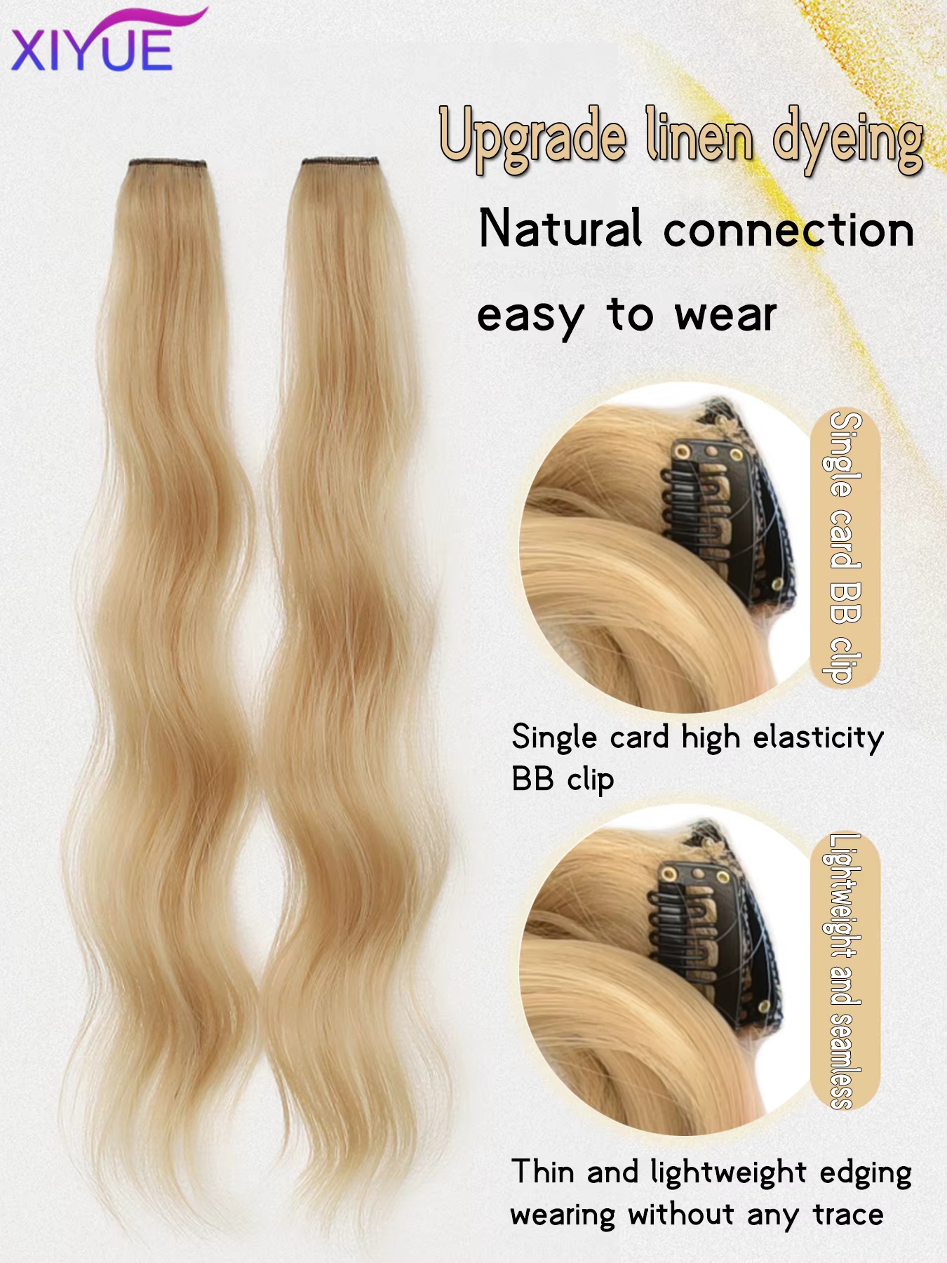 50 cm Extension de cheveux bouclés pince en postiche longue oreille suspendue perruque