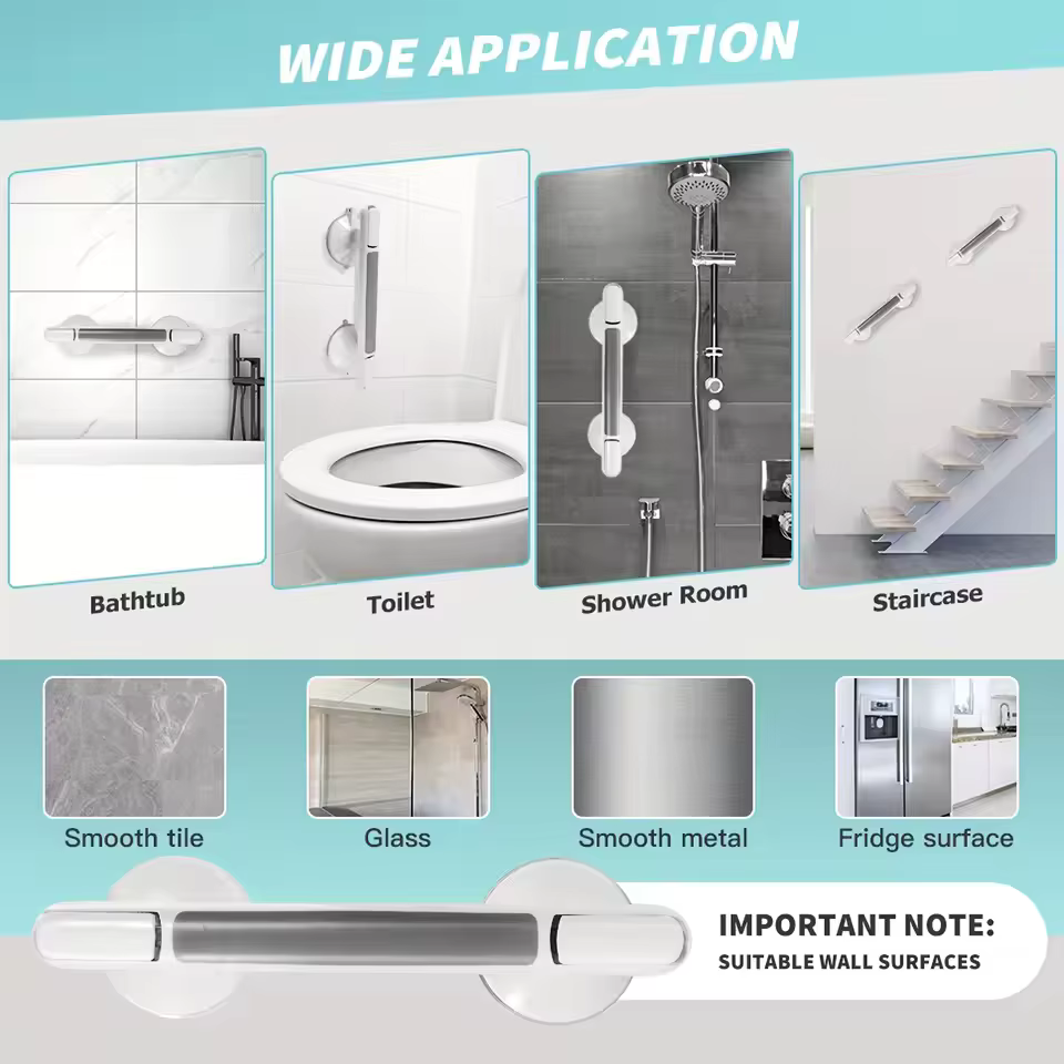 Poignées à ventouse pour douche, antidérapantes, sans perçage, barres d'appui de sécurité, poignées universelles pour enfants et femmes enceintes
