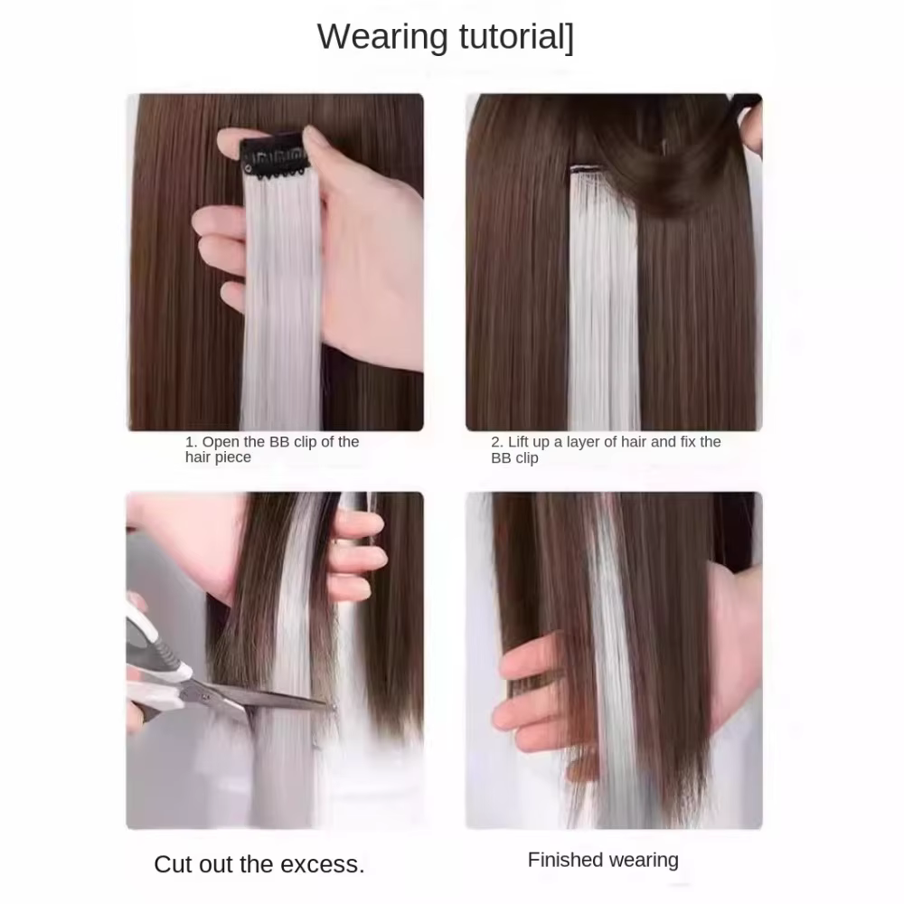 Extensions capillaires synthétiques lisses à clips imprimés à rayures
