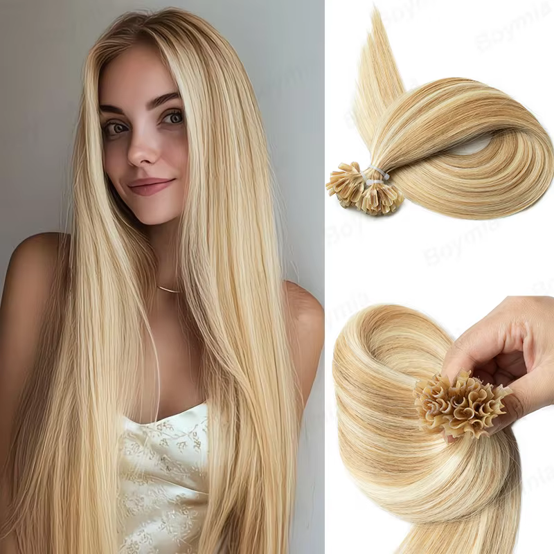 Extensions capillaires pré-collées sans couture U Tip Hot Fusion pour femmes