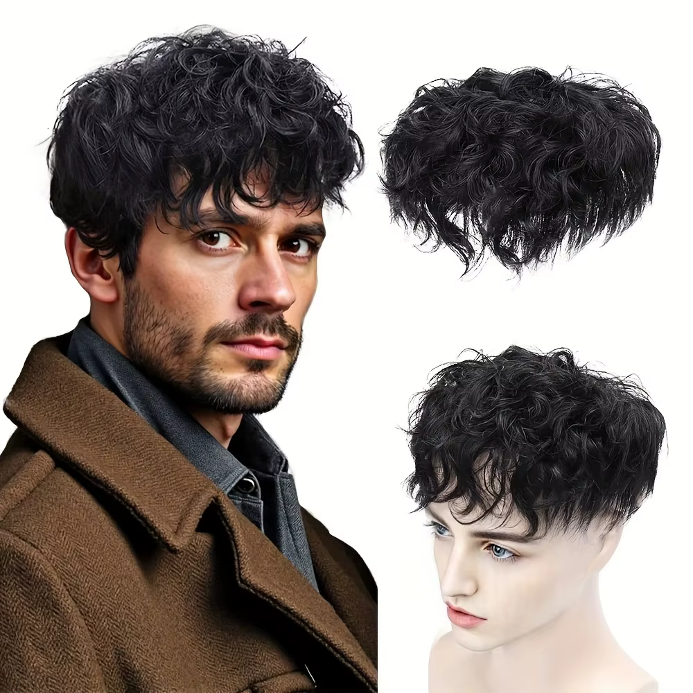 Perruque ample de cheveux humains réalistes pour hommes