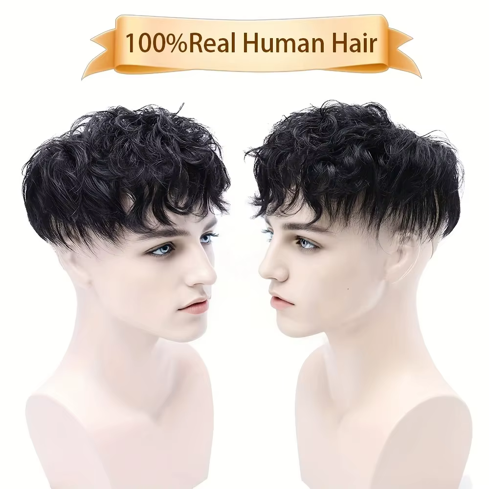 Perruque ample de cheveux humains réalistes pour hommes