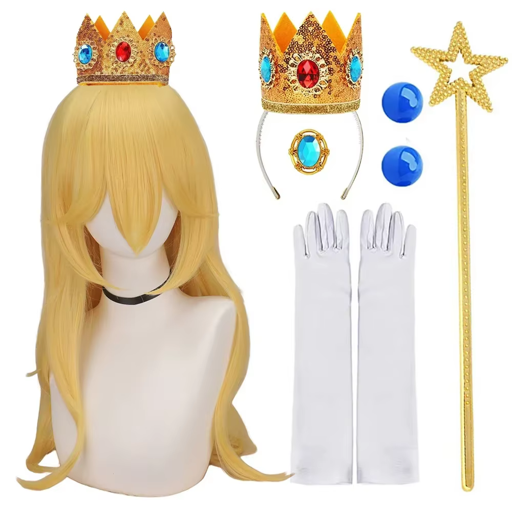 Perruque de princesse pêche de haute qualité pour filles et femmes