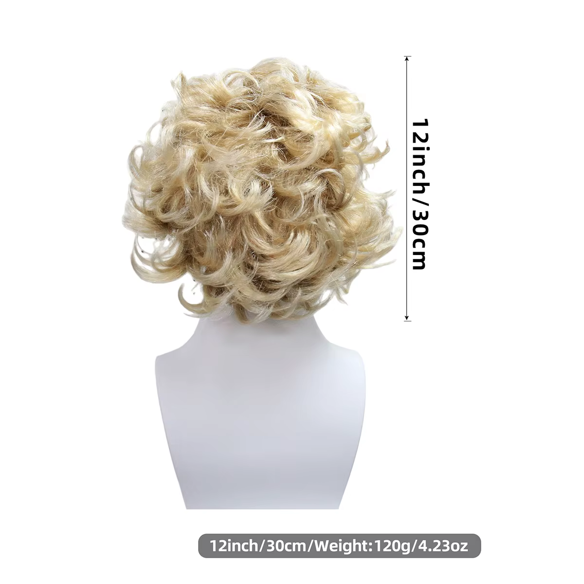 Perruque synthétique courte bouclée et désordonnée blonde