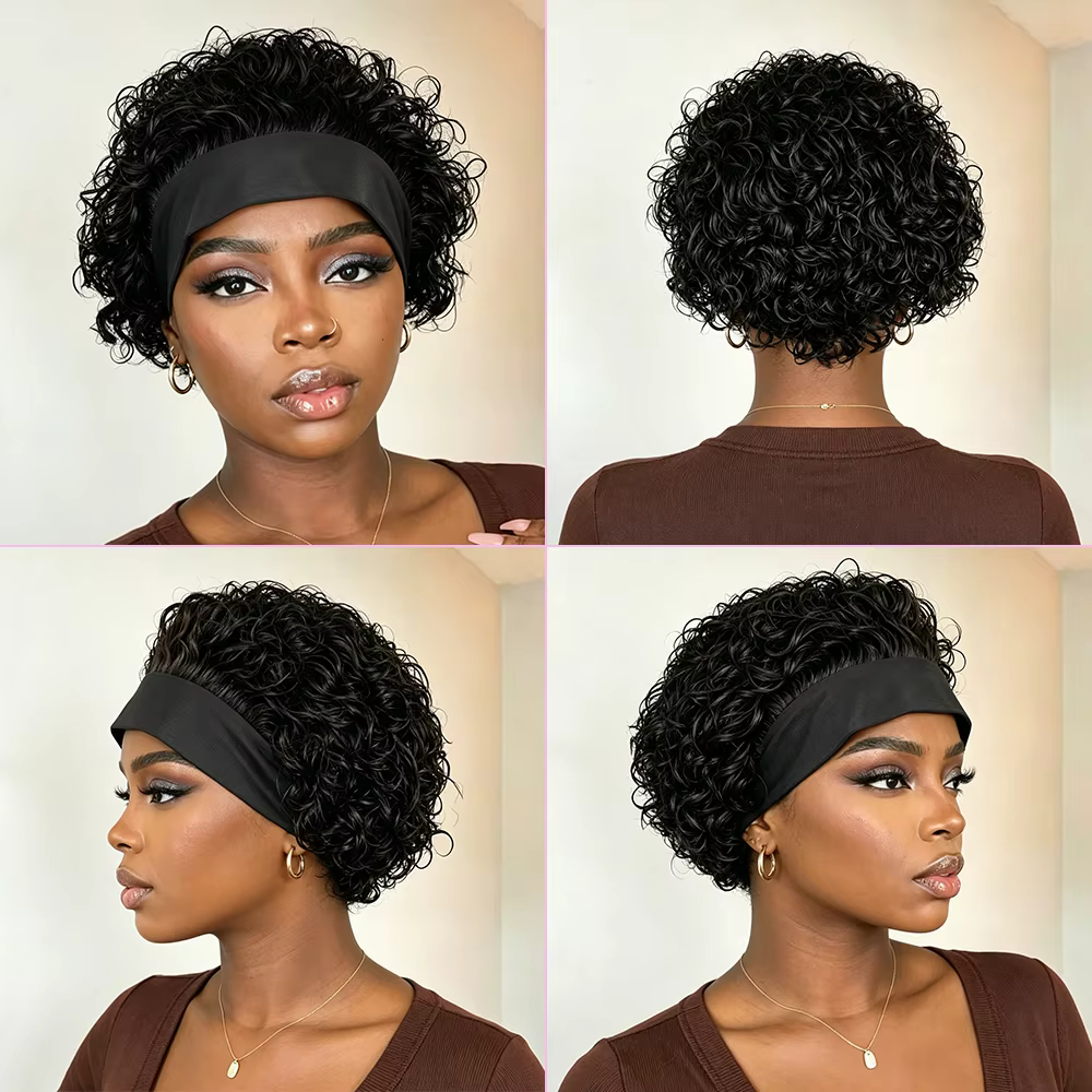 Perruque bandeau en cheveux humains pour femme