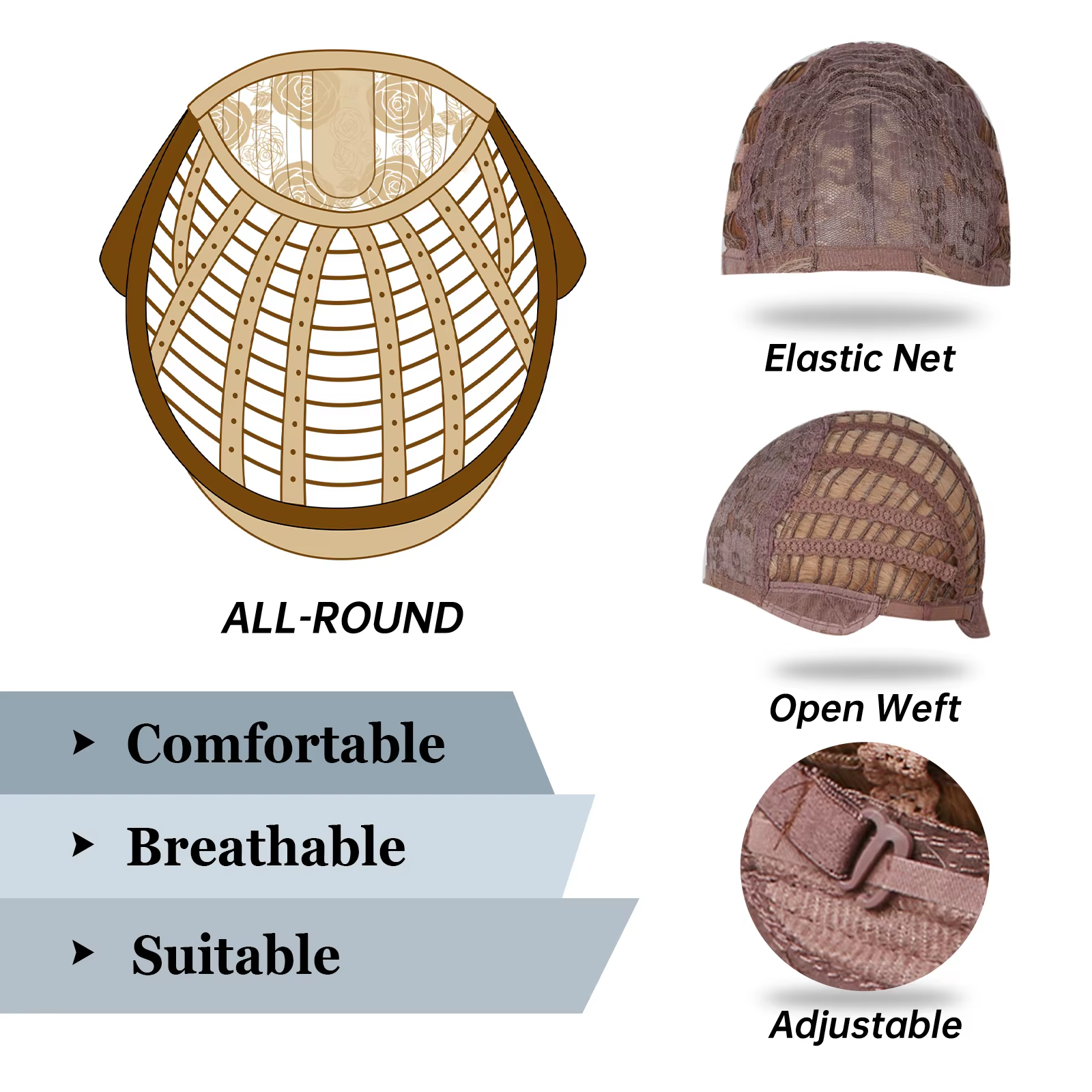 Perruques synthétiques à reflets blonds et bruns