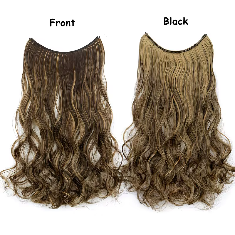 Extensions de cheveux synthétiques invisibles de 20 pouces pour femmes