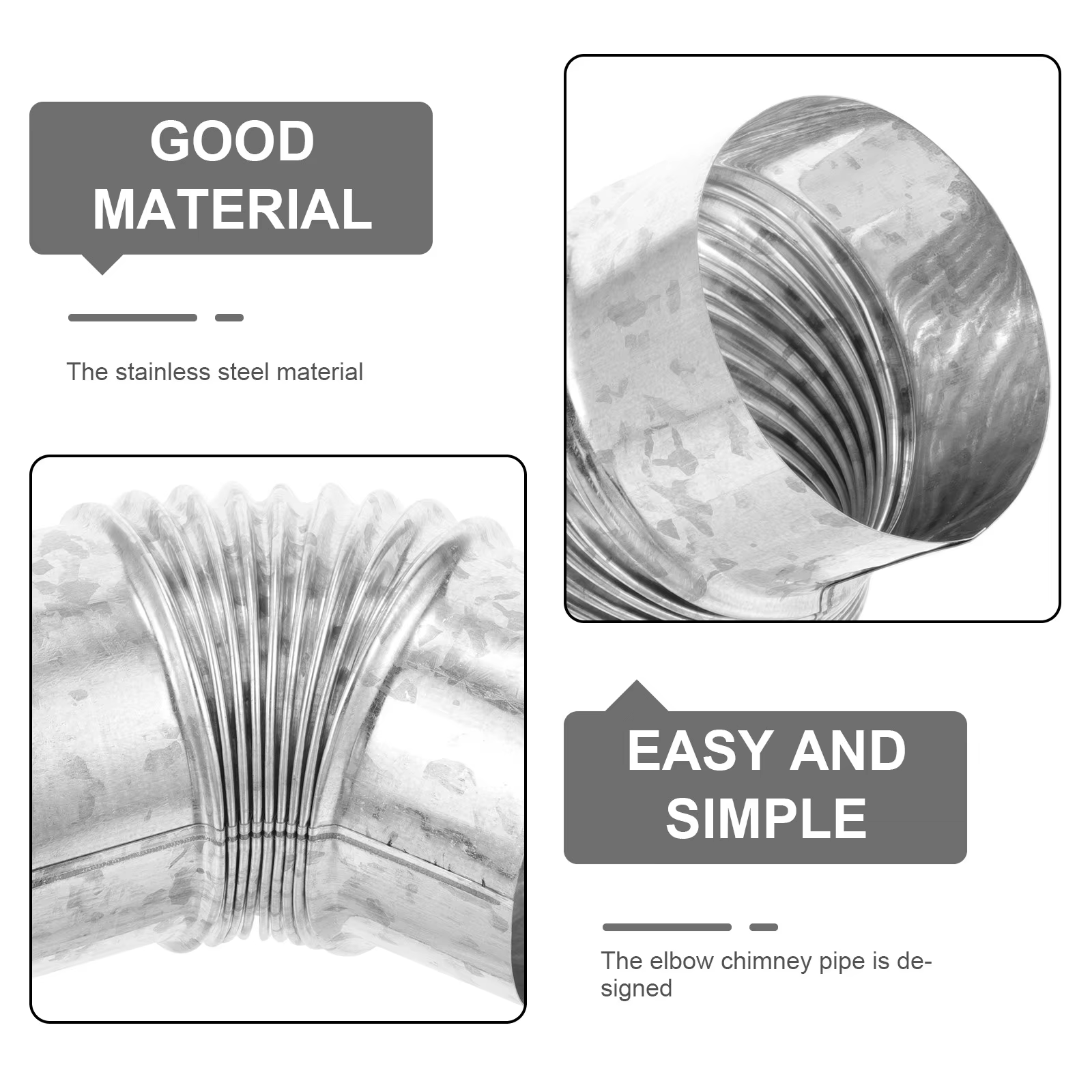 Tuyau de cheminée pour poêle à bois, coude en acier inoxydable à 45 degrés, extension de tuyau d'échappement, kit de cheminée, remplacement pour poêle extérieur, ventilation