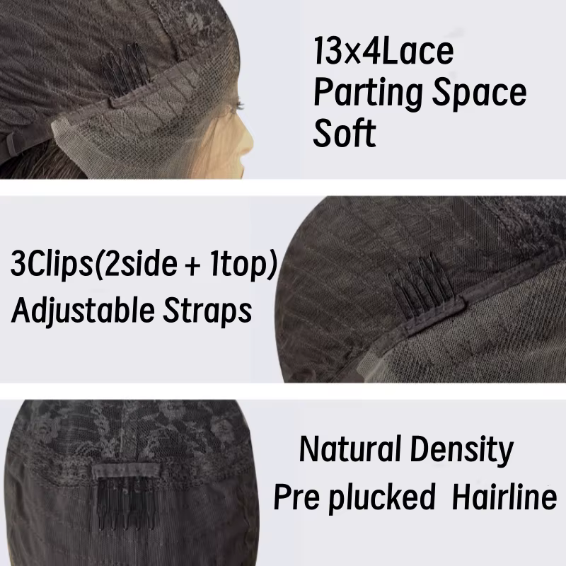 Perruque racines foncées Blonde marron Ombre ondulée Balayage dentelle avant