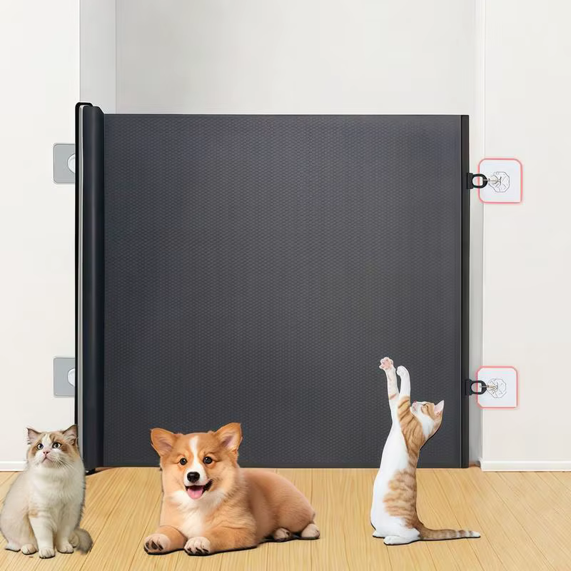 Porte rétractable en maille pour animaux de compagnie, sans perceuse, extensible, Protection des enfants, barrière de Protection pour animaux de compagnie, écran en maille pour balcon et couloirs