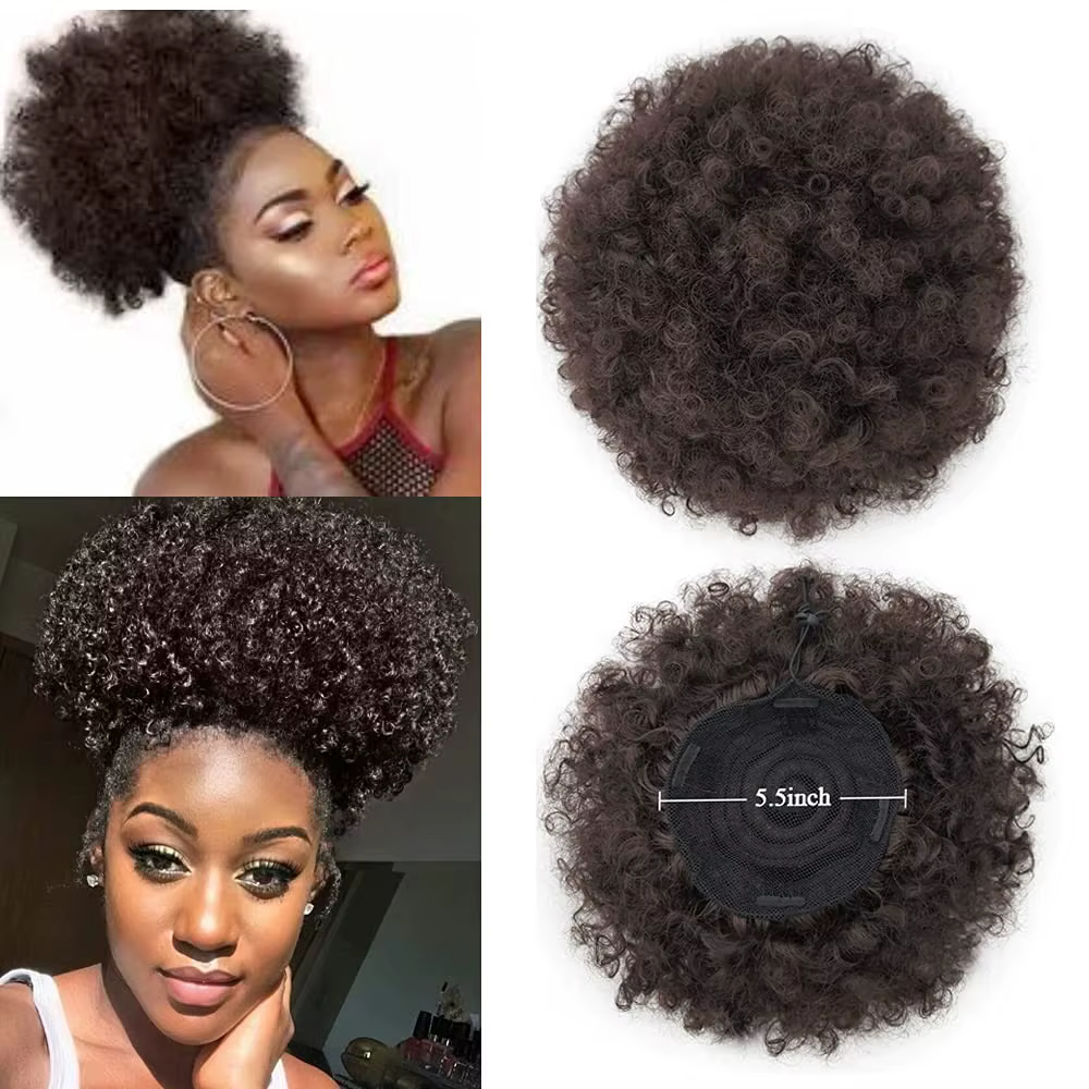 Synthétique grande Afro bouffée cordon queue de cheval crépus bouclés chignon postiche afro-américaine pince dans les Extensions Updo pour les femmes noires