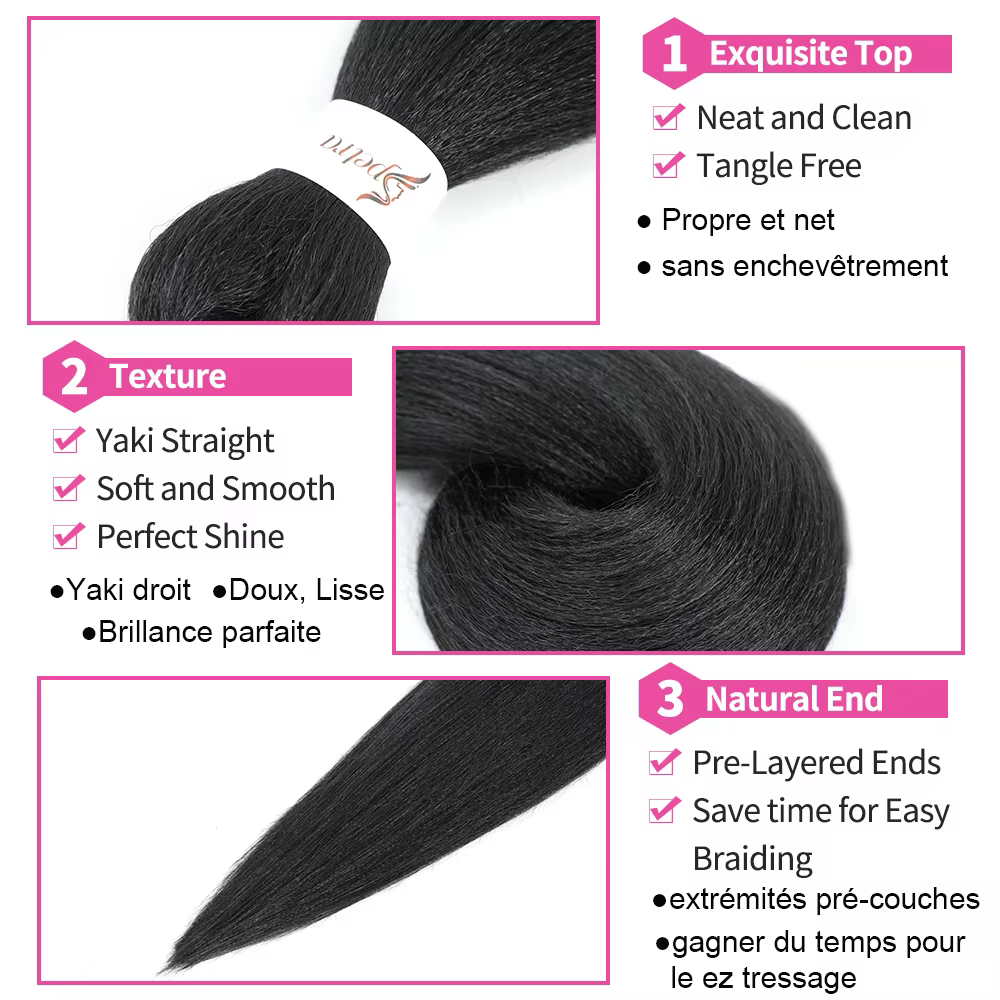 Extensions de Tresses Synthétiques Pré-étirées