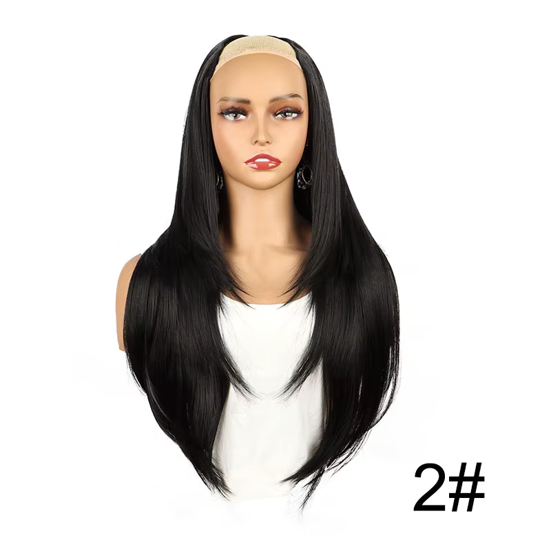 WIGSIN 22 pouces synthétique en forme de V couches 4 Clips longue Extension de cheveux raides mode postiche Invisible perruque pour les femmes