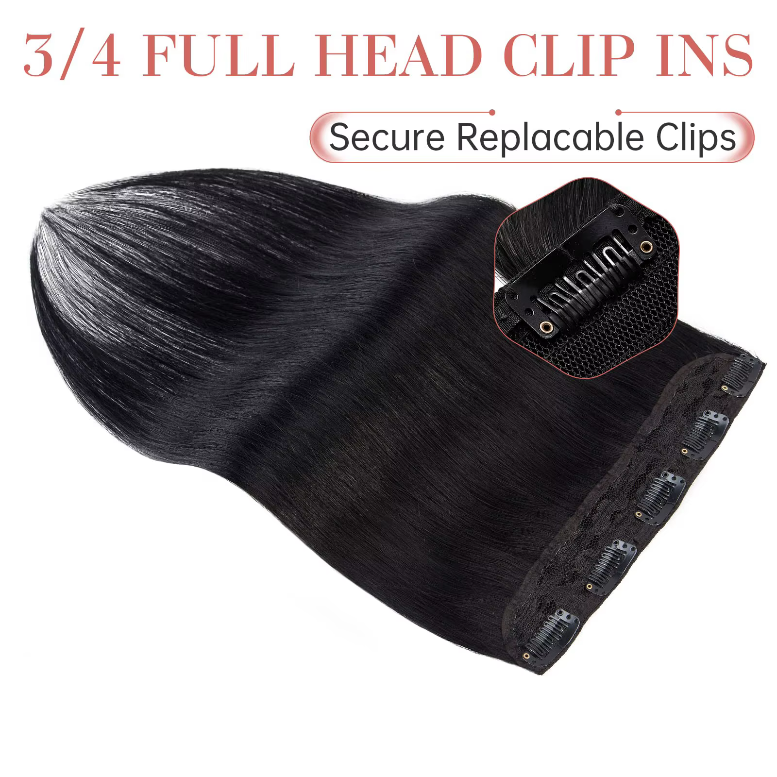 Extensions de cheveux à clipser en cheveux humains naturels