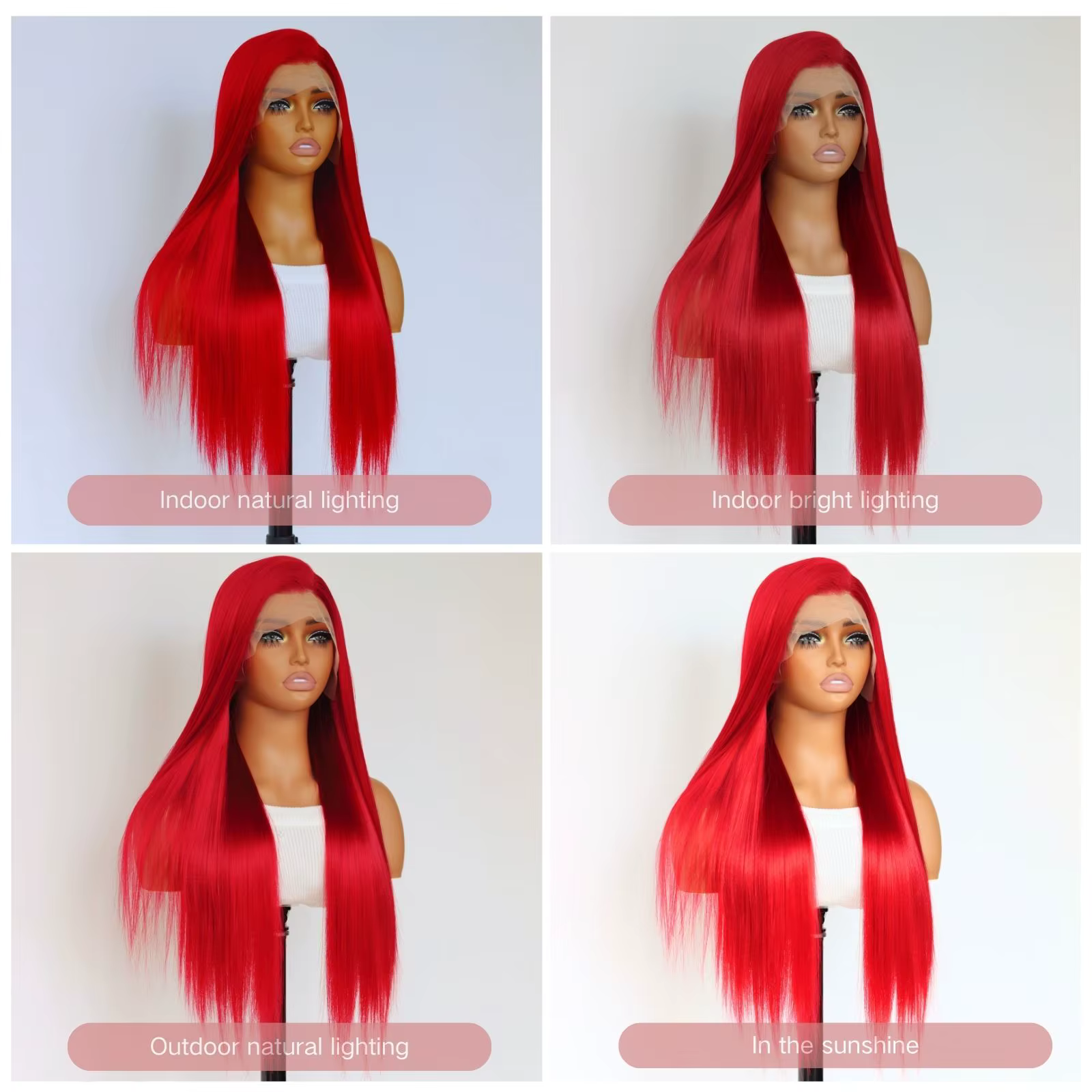 Perruque Lace Front Wig Synthétique Rouge Bordeaux