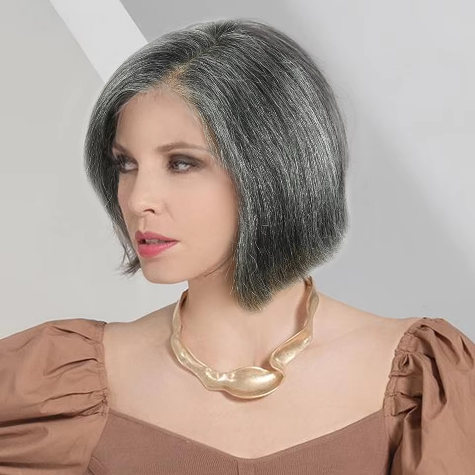 HairUGo-Perruque BOB courte en cheveux humains pour femme