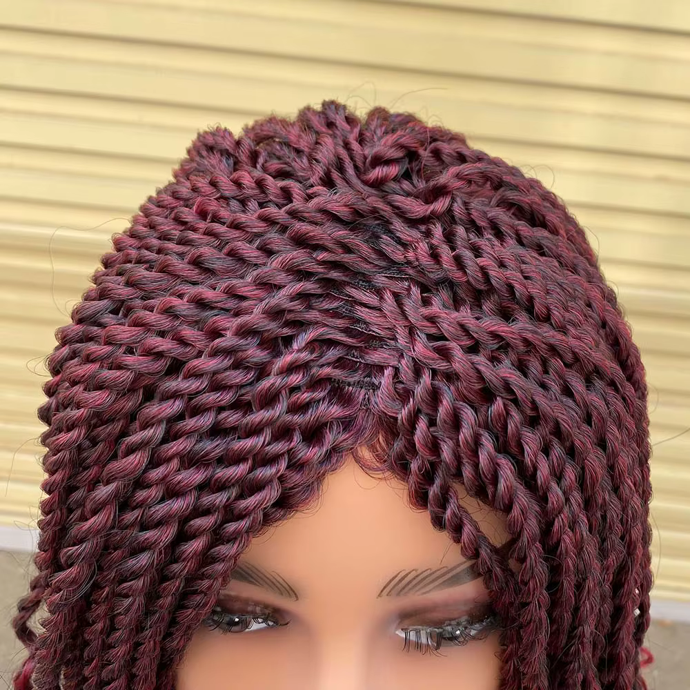 Boîte tressée perruques pour les femmes noires Crochet cheveux 2 torsion Ombre Bug africain synthétique court Bob