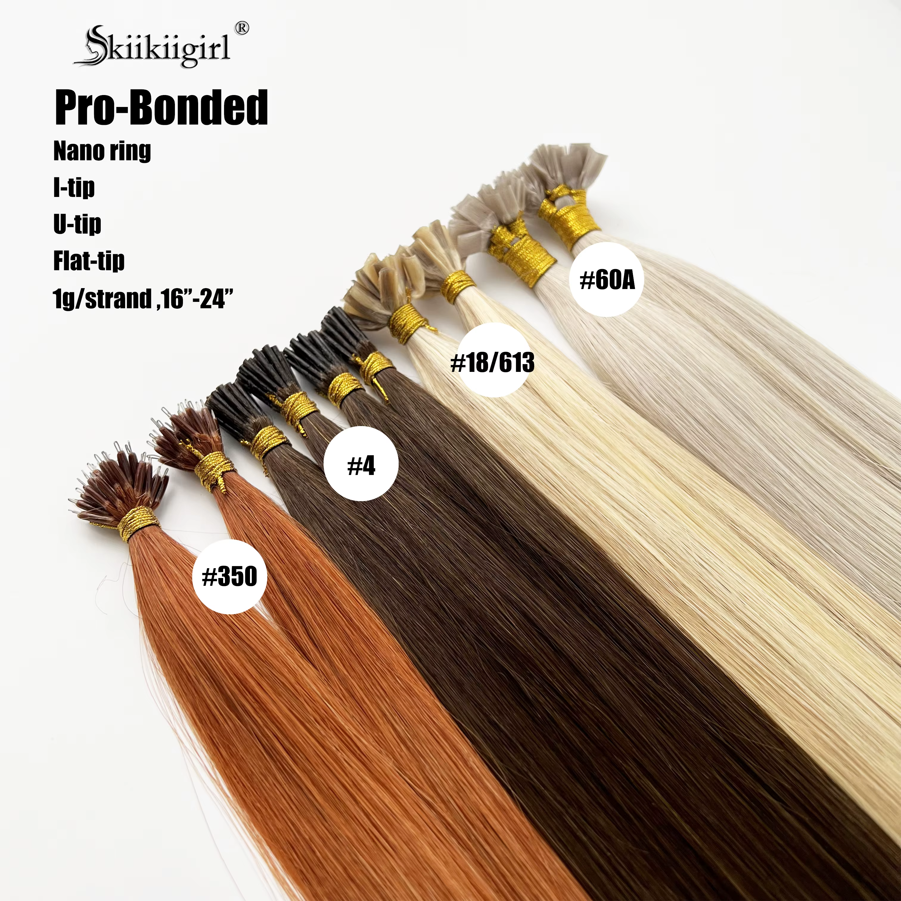 Kiikiigirl kératine pointe cheveux 100% Remy extensions humaines Fusion pour pointe d'ongle pleine tête cheveux brésiliens