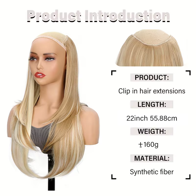 Extension capillaire synthétique longue et lisse de 22 pouces
