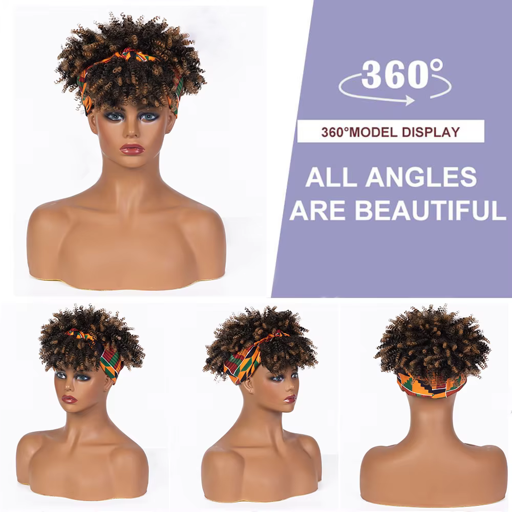 Perruque bandeau courte crépue bouclée Blonde ombrée Afro