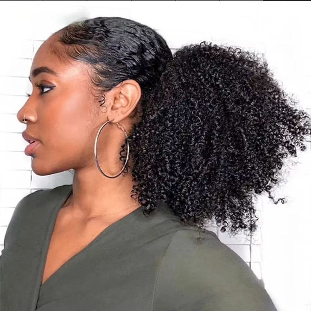 Extension de cheveux naturels brésiliens Remy à enrouler autour de la queue de cheval