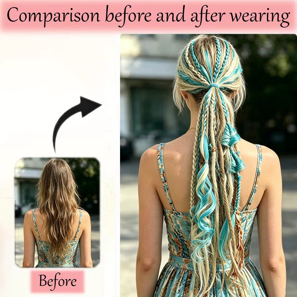 Extensions de cheveux synthétiques tressées longues style bohème pour un port facile et une utilisation simple pour les femmes au quotidien, pour les fêtes, Halloween, Noël, les vacances