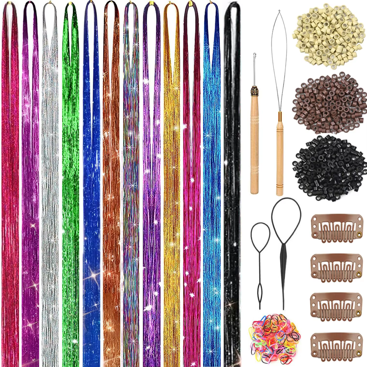 Kit de mèches scintillantes pour cheveux