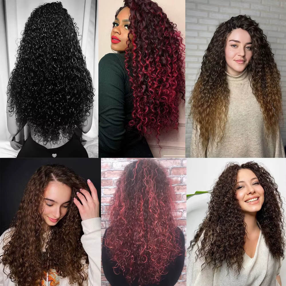 Tissage en Lot Synthétique Bouclé et Crépu pour Femme, Extensions Capillaires sulf, 80, 85, 90cm, 300g