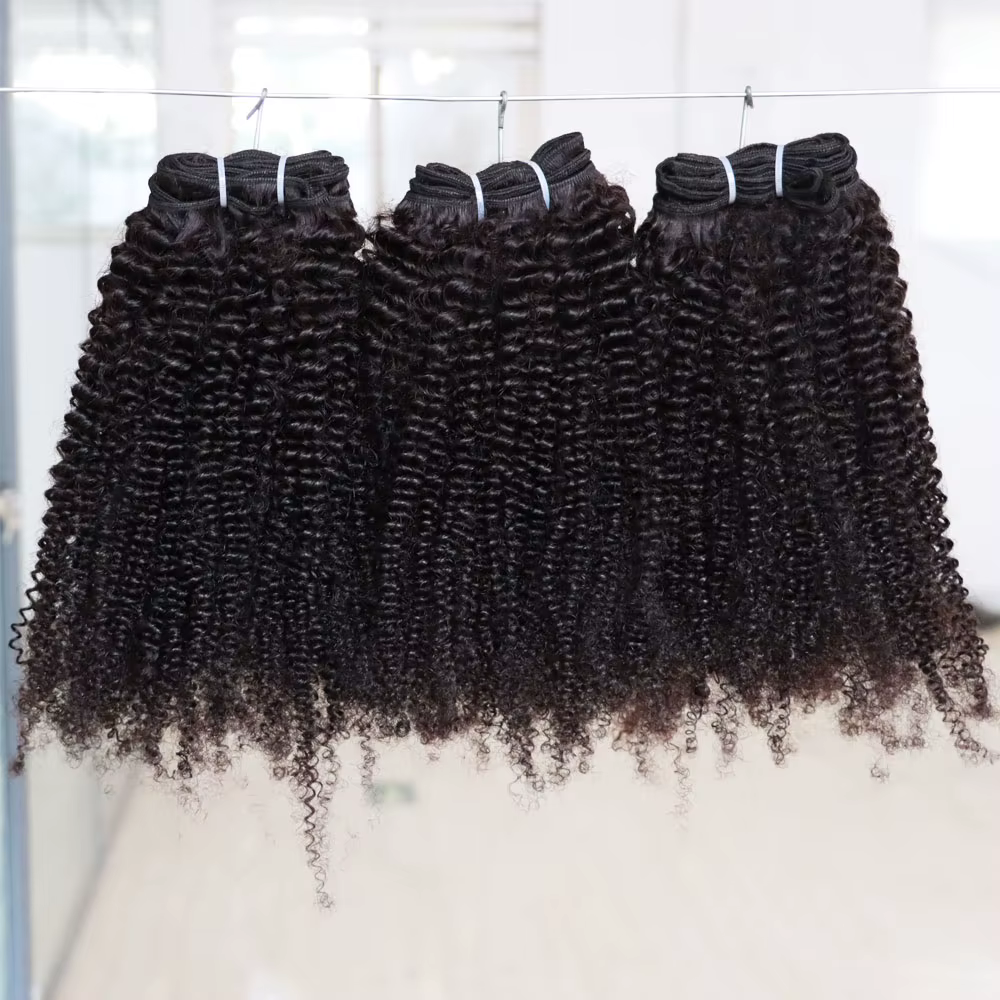 Afro crépus bouclés trame 100% Extensions de cheveux humains 3B 3C naturel noir