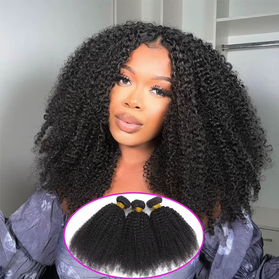 Extensions de Cheveux Humains Afro Crépus Bouclés