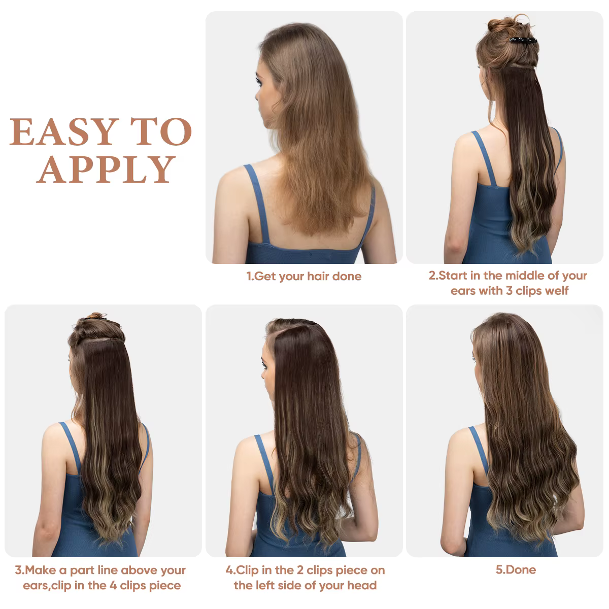 SARLA 22 pouces pince synthétique dans les Extensions de cheveux 4 pièces/ensemble postiche longue ondulée épaisse pour les femmes brun blond noir cheveux naturels