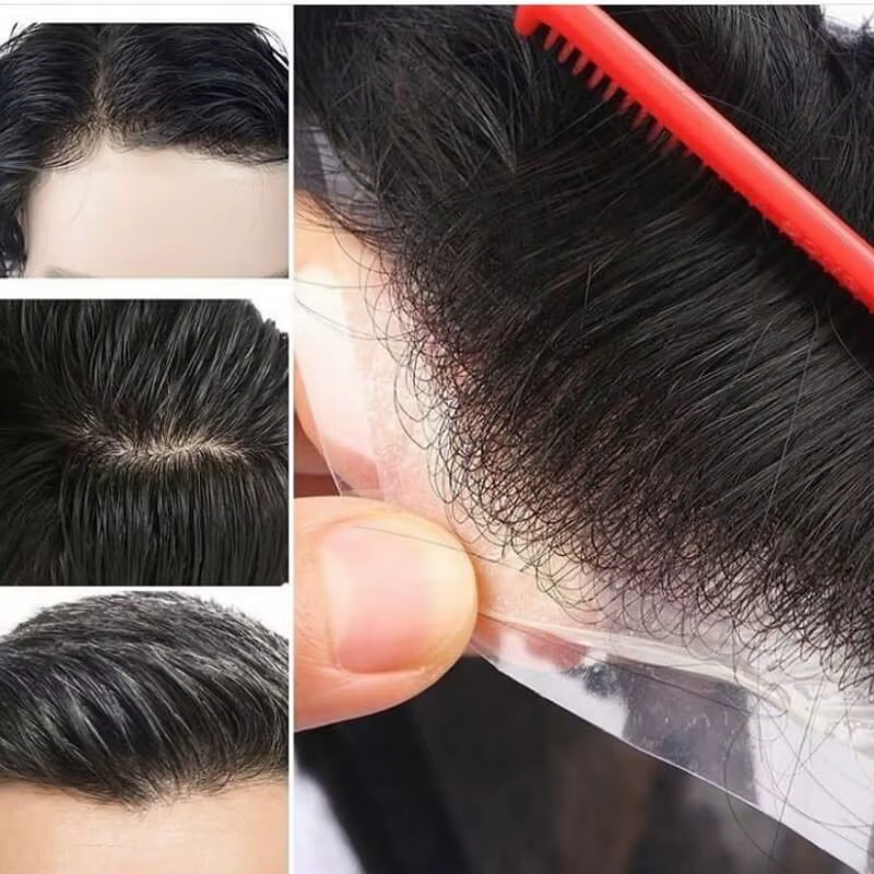Perruque toupet capillaire 100% naturelle pour homme
