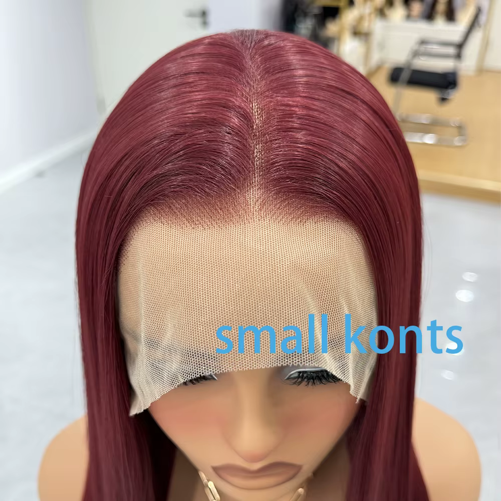 Perruque Synthétique Lisse Rouge Vin pour Femme
